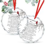 Sieral Sympathy Ornament Memorial Gift Cardinal Crystal Christmas Tree Memory Remember Me Ornament for Loss of Loved One Keepsake Decoration for Bereavement Xmas Gift Red(2 Pcs)