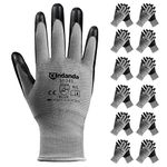 ANDANDA 6 Pairs Safety Work Gloves, Nitrile Coated, Suitable for Gardening, General Duty Work like Logistics/Assembly/Utilities & Public Works, Black/Large