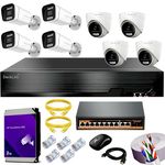 DeckLink 8MP 4K IP CCTV Camera Full Setup, 4 Dome and 4 Bullet Cameras, 10CH NVR, 2TB Surveillance HDD, 1000Mbps PoE Switch and All Accessories