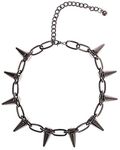 Reaowazo Spike Chokers for Women Choker Goth Necklaces Mens Chain Choker Collar Punk Streetwear Handmade Adjustable Vintage Rivet Jewelry, onesize, Metal, alloy