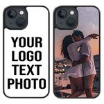 EKAM Personalised Phone Case For Apple iPhone 14, Personalised Image/Picture/Photo Custom Design PC + Soft TPU Rubber Phone Case for iPhone 14-6.1 Inch Black