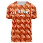 Purple Print House Netherlands Retro Football Shirt for Men 3D Printed Inspired Pattern Custom Name and Number Text Tshirt, L, Orange