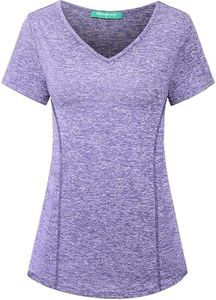 Kimmery Womens Workout Tops for Women Short Sleeve Shirts for Women Summer Tops for Women 2025 Yoga Tops Athletic Tops Lavender Shirt XXL