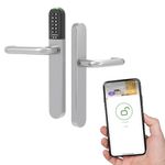 WAFERLOCK L701 Smart Lock, Keyless Entry Door Handle Lock Using App Control, Key Card, Passcode. Bluetooth Enabled, Waterproof, Fire Protection, Stainless Steel, Black