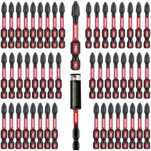 GEINXURN Impact Tough #2 Phillips 2 in. Insert Driver Bits,50Pack PH2 Screwdriver Bits Set with 1Pcs Impact Bit Holder,Bulk, (GPH2050-051)