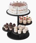 Vriccc Cupcake Stand, 4 Tier Round Bamboo Wood Black Cupcake Tower Stand for 50 Cupcakes, Tiered Serving Trays, Wood Cake and Cupcake Stand (Black_Bamboo)