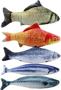 Cozlly 5PCS Jouets Chat, 20CM Jouet à l'herbe à Chat Ensemble, Jouets pour Chat d'intérieur, Peluche Herbe à Chat, interactifs Jouet Poisson en Peluche Catnip, Jouet à Macher Interactif pour Chat