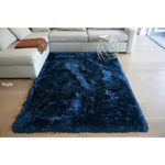 Tauhid Carpet Handwoven Super Soft Modern Area Shag Rugs Silky Smooth Fluffy Rugs for Your Bedroom Carpet 4x6 Feet Dark Color Blue.