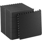 Interlocking Soft Foam Floor Mat，Exercise Mats EVA Puzzle Rubber Tiles，Non Slip Rubber Cushion For Home Workout, Yoga Matting,Garage Workshop 24"X24"(60cmX60cm) Black 48 pieces