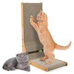 LTDSOAR Cat Scratcher, L-Shape Cat Scratch Pad Wall Mounted, Cat Scratching Cardboard with Ball Toy for Indoor Cats, Cardboard Cat Scratcher