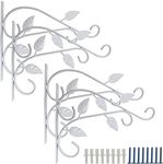 RONYOUNG 4PCS Hanging Plant Bracket 12in Metal Wrought Iron Planter Hooks Wall Mounted Decorative Hanger Hook for Hanging Indoor Outdoor Planter Flower Pot Bird Feeder Wind Chime Lanterns (White)