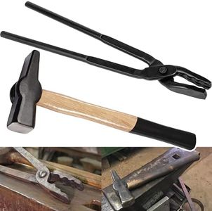 Blacksmith 15” Wolf Jaw Tongs and Hammer Tool Set Essential Tools for Blacksmith Bladesmith Forge