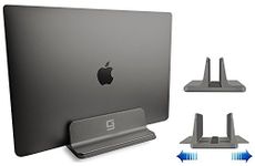 Vertical Laptop Stand for Desk [Adjustable] Sturdy Aluminum Dock Fits All Laptops (up to 20.3 inches) Space Saving, Modern Compact Holder, Compatible with MacBook Pro/Air, Surface, HP, Dell (Gray)