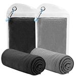 Cooling Towel, 2 Pack (100x30cm) Ice Towel for Neck & Face During Sports, Microfibre Quick Dry Towel Soft Breathable Chilly Towel for Running, Yoga, Golf, Gym, Camping, Hot Weather (Grey/Black)