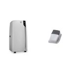 DeLonghi Portable Air Conditioner 12,000 BTU,cool large rooms up to 500 sq ft,remote & DLSA003 Portable Air Conditioner Exhaust Hose Cover/Wrap, Insulated, Universal, Light Gray