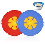 SPill Stopper Lid Cover,2Pcs Silicone Pan Lid 10"&11.5" Splatter Guard Pots Boil Over Safeguard Multi-Function Kitchen Tool Kitchen Gadgets for Pans Pots Boiling Kitchen Safeguard (Red, Blue)