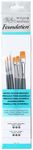 Winsor & Newton 5295015 Foundation Brush Set 6 Brushes Short Handle Round No. 2, 3 and 5, Flat No. 3, 5 and 6