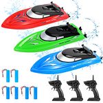 GIMMYFIVE 3PACK RC Boat, Remote Control Boats for Kids and Adults,10km/H 2.4G High Speed Remote Control Boat