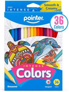 Pointer Colors Smooth Colored Pencils, Pre-Sharpened, 36 Vibrant Colors, Hexagonal Shape, Creamy Application for Drawing and Art Projects