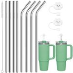 BOZILY 8 Pack Stainless Steel Replacement Straws for Stanley 40oz Adventure Tumbler, BPA-Free Reusable Straws with Cleaning Brush and 2 Straw Covers for Stanley Cup Accessories