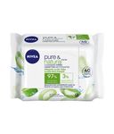 NIVEA Biodegradable Pure & Natural Face Cleansing & Makeup Removing Wipes, 40 Wipes