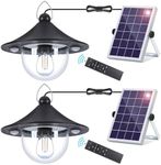 ropelux Solar Shed Indoor Outdoor Lights with 3000LM 5 Modes (Daytime Available) 3 Color Temperatures, Waterproof Solar Powered Motion Sensor Pendant Light with Remote for Barn Gazebo, 2 Pack