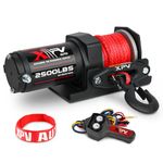 XPV AUTO 2500lbs Electric Winch 12V Synthetic Rope Nylon Towing Winches for ATV UTV Boat Trailer