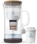 pH Restore Glass Alkaline Water Filter Jug - 3.5L Filter Water Jug with Multi-Stage Filtration, Reduces Fluoride Chlorine & impurities, Water Filter Cartridge Included, Pitcher Jug For High pH