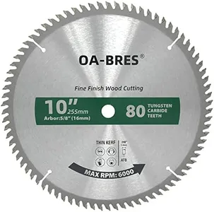 10-Inch Miter/Table Saw Blades, 80-Tooth ATB TCT Fine Finish Wood Cutting Circular Saw Blade with 5/8 Inch Arbor