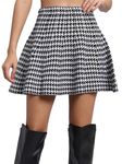 Mehrang Girl's/Women's Classic Stretchy All Time Trendy Skater Skirt with Attached Inner Shorts and Flared Inskirt (30, Printed Black)