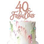 3Pcs 40 & Fabulous Cake Toppers 40 and Fabulous Cake Toppers for Happy 40th Birthday Cheers to 40 Party Decorations 40 Anniversary Birthday Cake Decorations Supplies