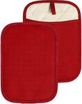 HOMWE Silicone Kitchen Pot Holders, 2 Pc Set Trivets, Steam and Heat Resistant Hand and Countertop Protection Hot Pads, Non-Slip Grip, Terrycloth Interior Lining, Red