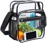 Black Clear Bag, Clear Crossbody Messenger Shoulder Bag with Adjustable Strap for Concerts, Sports Events