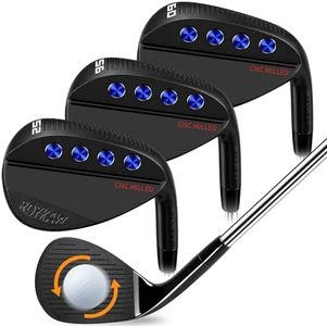 Roykaw Golf Wedge Set, 52 Gap Wedge, 56 Sand Wedge, 60 Lob Wedge, Full CNC Milled Face for Max Backspin, 52 56 60 Golf Wedge Set, Right Hand, 3 PCS, Black