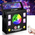 EYTSE Disco Light Party Light, Led DJ Lights 4-in-1 with Magic Ball LED Green&Red Patterns Strobe Light and UV Light Sound Activated DMX512 & Remote Control for Party Stage Lights Christmas Wedding