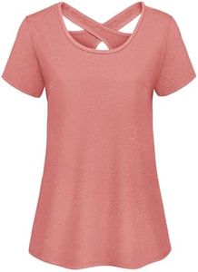 Kimmery Short Sleeve Shirts for Women Tops for Women 2025 Summer Tops for Women Workout Tops for Women Orange M