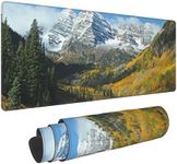 Maroon Bells Peaks and Golden Aspens Extended Gaming Mouse Pad Large Desk Mat with Non-Slip Rubber Base and Stitched Edges,Keyboard Mouse Mat Desk Pad for Work,Game,Office,Home 35.4 * 15.7 Inch