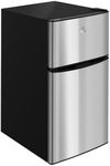 HOMCOM Mini Fridge with Freezer, 3.2 Cu.Ft Compact Refrigerator with Adjustable Shelf, Mechanical Thermostat and Reversible Double Door for Bedroom, Dorm, Silver