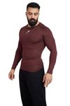 FUAARK Men's Full Sleeve Compression T-Shirt - Athletic Base Layer for Fitness, Cycling, Training, Workout, Tactical Sports Wear (Brown, M)