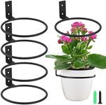 AYSUM 8 Inch Flower Pot Holder Ring 6 Pack Wall Mounted Plant Holder Ring Metal Black Hanging Basket Bracket for Home Garden Indoor Outdoor Plants Planters