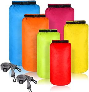 6 Pieces Waterproof Dry Bag Set Dry Sacks Lightweight Airtight Combo Set with 20 L 15 L 10 L 8 L 5 L 3 L Sacks and Long Adjustable Shoulder Strap for Kayaking Boating Hiking Camping (Bright Color)