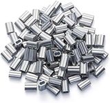 1/16" Aluminum Crimping Loop Sleeve - 100PCS Cable Ferrule Wire Rope Sleeves Loops Sleeve