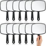 Geetery 12 Pcs Hand Mirror Handheld Cosmetic Mirror with Handle Makeup Mirror Wall Mount for Bathroom Home Barber Salon Travel Portable Beauty School Gift for Women Student 6.69 x 9.45 Inch (Black)