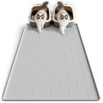 Pieviev Cat Litter Mat, 102 x 71cm Litter Tray Mat Extra Large in Silicone, Easy to Clean & Soft on Cat's Paws, Urine & Waterproof Trapping Matt, XL, Light Gray