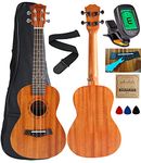 Concert Ukulele Mahogany 23 inch with Ukulele Accessories,5mm Sponge Padding Gig Bag,Strap,Nylon String,Electric Tuner,Picks
