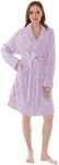 PAVILIA Lavender Purple Womens Robes Lightweight, Knee Length Plush Fluffy Shower Bathrobe for College Dorm Ladies, Soft Fuzzy Cozy with Pockets, S/M