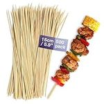 MATANA 500 Bamboo Wooden Skewers, 15cm / 6 Inch - Mini Skewers, Fondue Sticks, Chocolate Fountain, Finger Foods, Kebab, Kabob, BBQ, Barbecue, Fruits, Grilling - Natural & Eco-Friendly