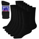 Diabetic Socks Mens Cotton 6-Pack Crew Black By DEBRA WEITZNER