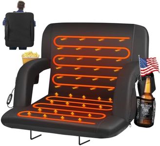 HOPERAN Double Heated Stadium Seats for Bleachers with Back Support and 25" Wide Cushion, Extra Portable Bleacher Seat Foldable Stadium Chair, USB 3 Levels of Heat, 5 Pockets, for Outdoor Games Sports