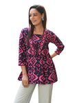 NAINVISH Women's Blue & Rose Floral Printed A-line Cotton Blend Square Neck Top (SD670_T-S)